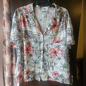 C.D. Daniels Floral Button Down Blouse Size 1X